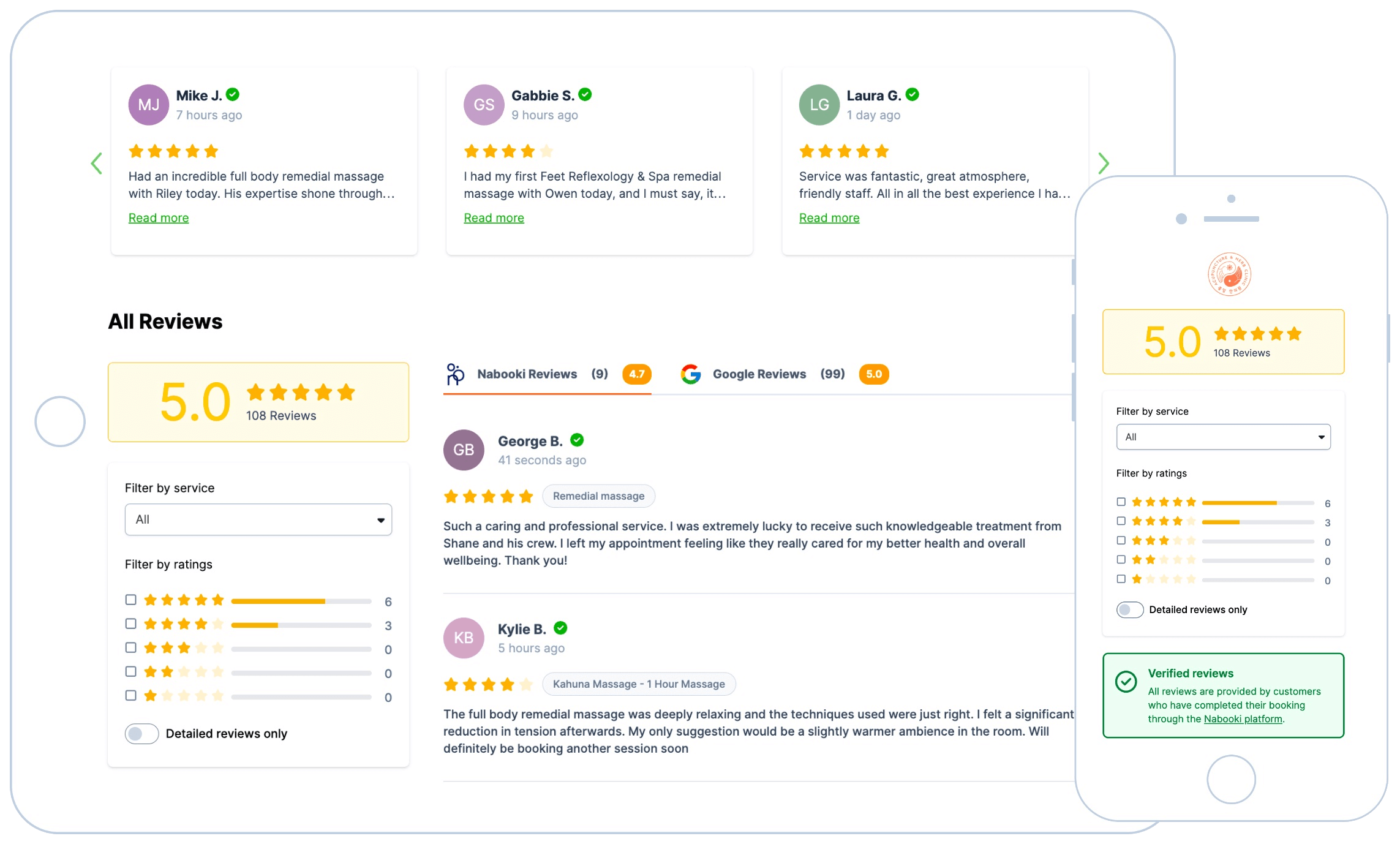 Display verified reviews on your website with Nabooki's reviews widget