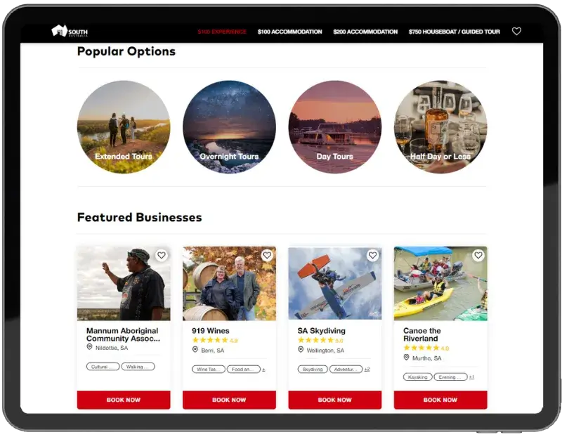Screenshot of South Australia's River Revival Disaster Recovery Marketplace created by Nabooki 
