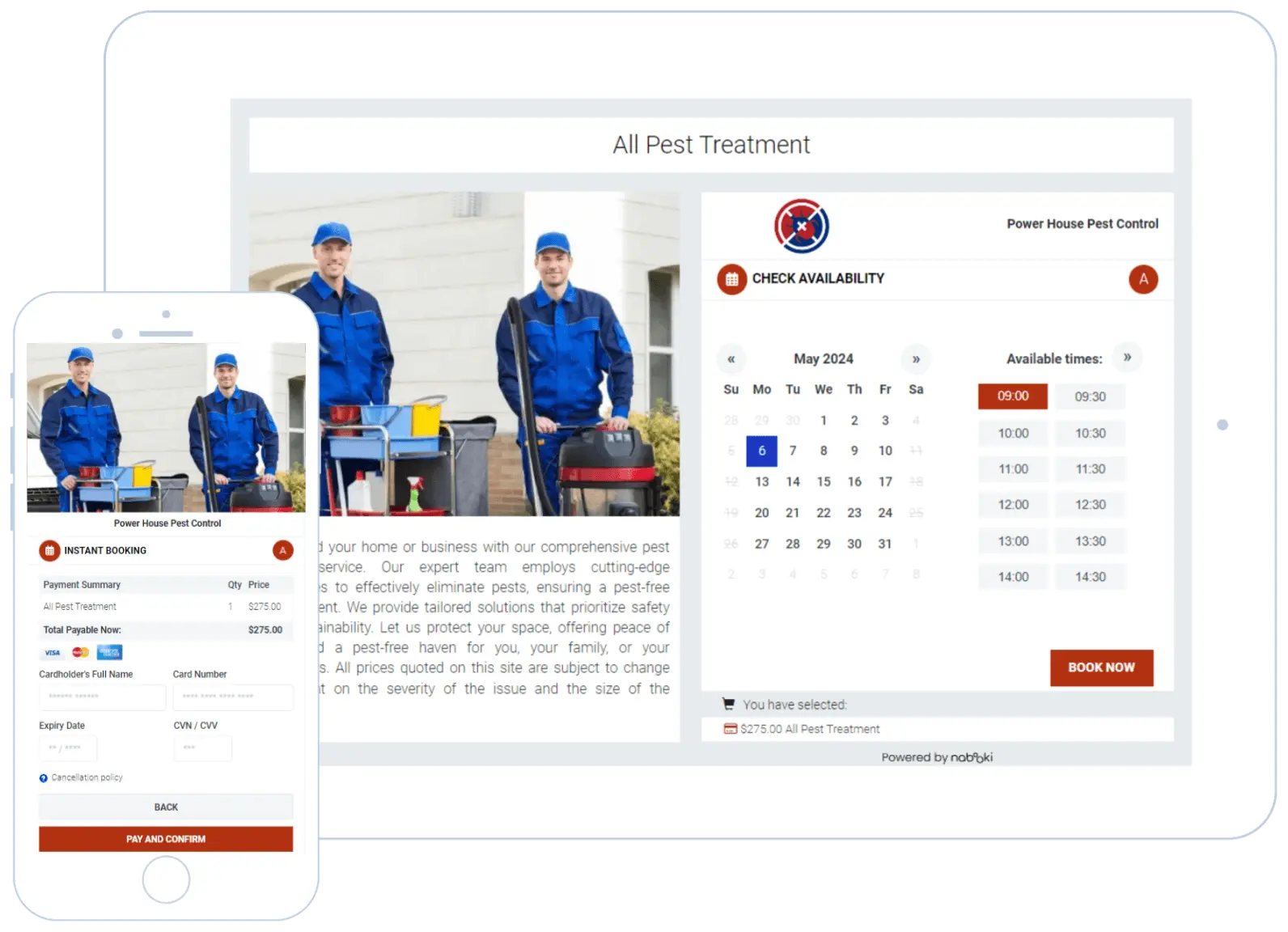 Online booking software for commercial and trades